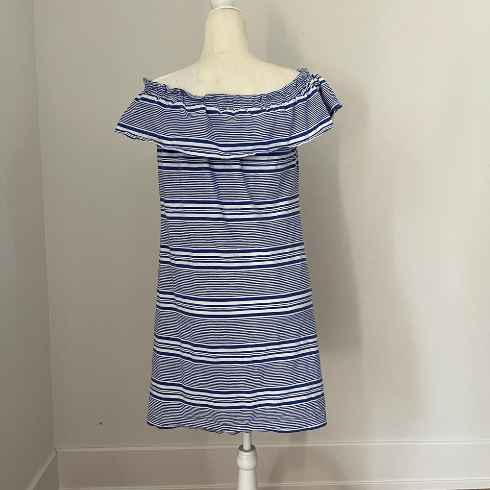 Vineyard Vines Blue and White Off-Shoulder Stripe Dress - Picture 4 of 7